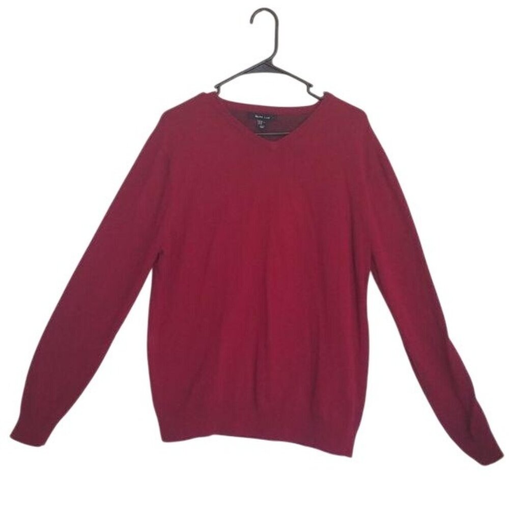 Mark Law Mens XL Red V-Neck heavy weight Sweater fall winter Christmas party